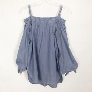 Seven Sisters Off Shoulder Striped Blue Top Size Small